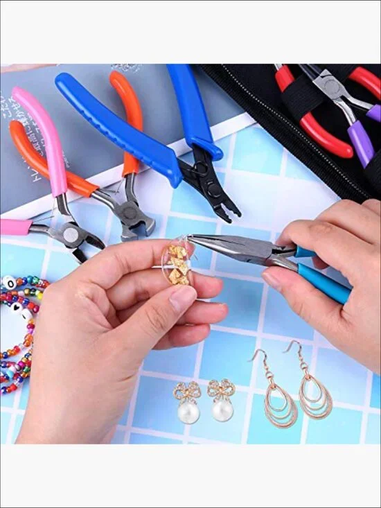 6pc Jewelry Making Tools Kit with Metal Pliers for Beading & Craft - Picture 2 of 7